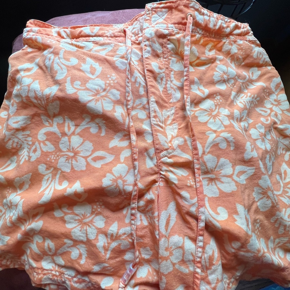 Catalina womens‎ swim shorts orange aloha pattern pockets